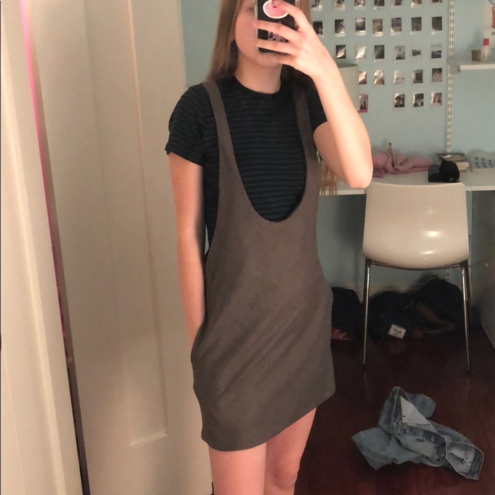 Zara plaid overall skirt